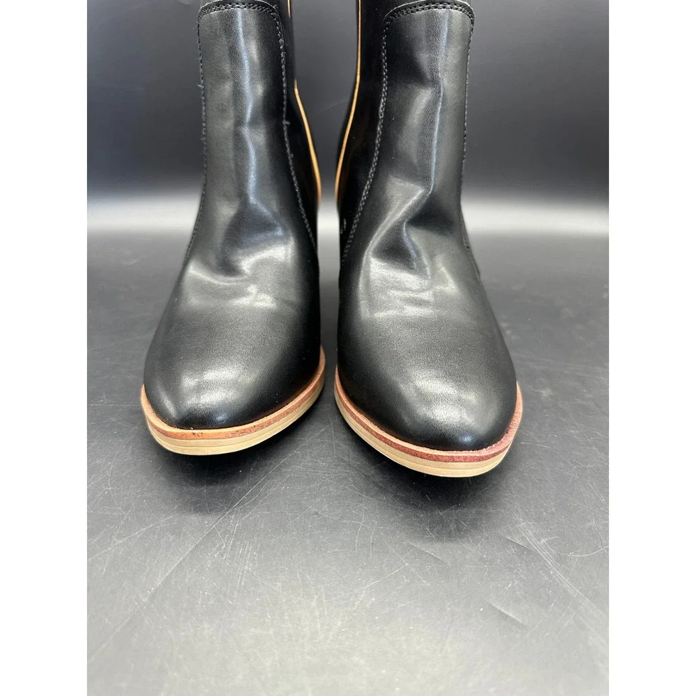 MIA Black Leather Block Heel Ankle Boots Women Size 8 Side Zip Western Style